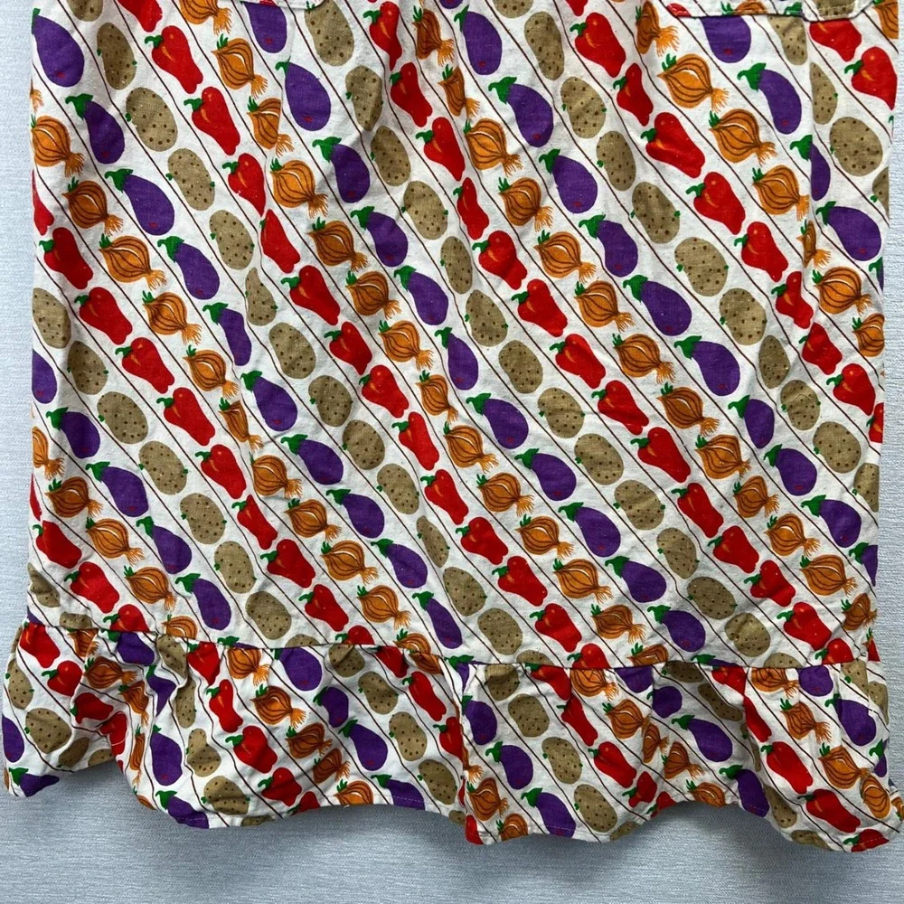 Vintage 70s PERLA MEYERS Apron‎ Maxi Garden Vegetables Homestead Retro Kitchen